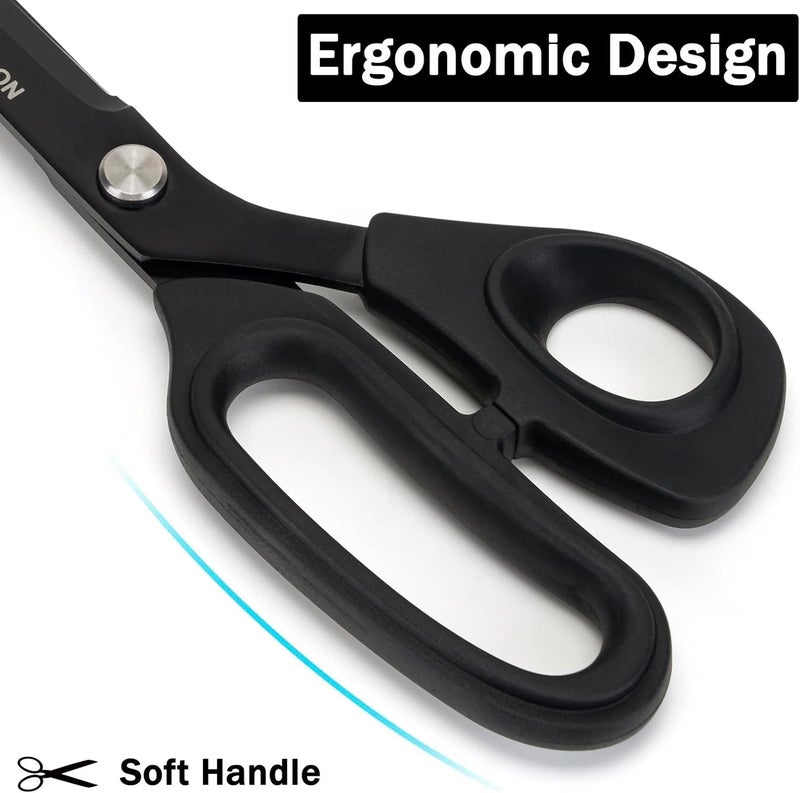 SLEMOON 9 Inch Tailor Scissors All Purpose, Heavy Duty Premium Stainless Steel Scissors, Comfort Grip Handles for Fabric, Leather, Sewing & Crafting - Image 3